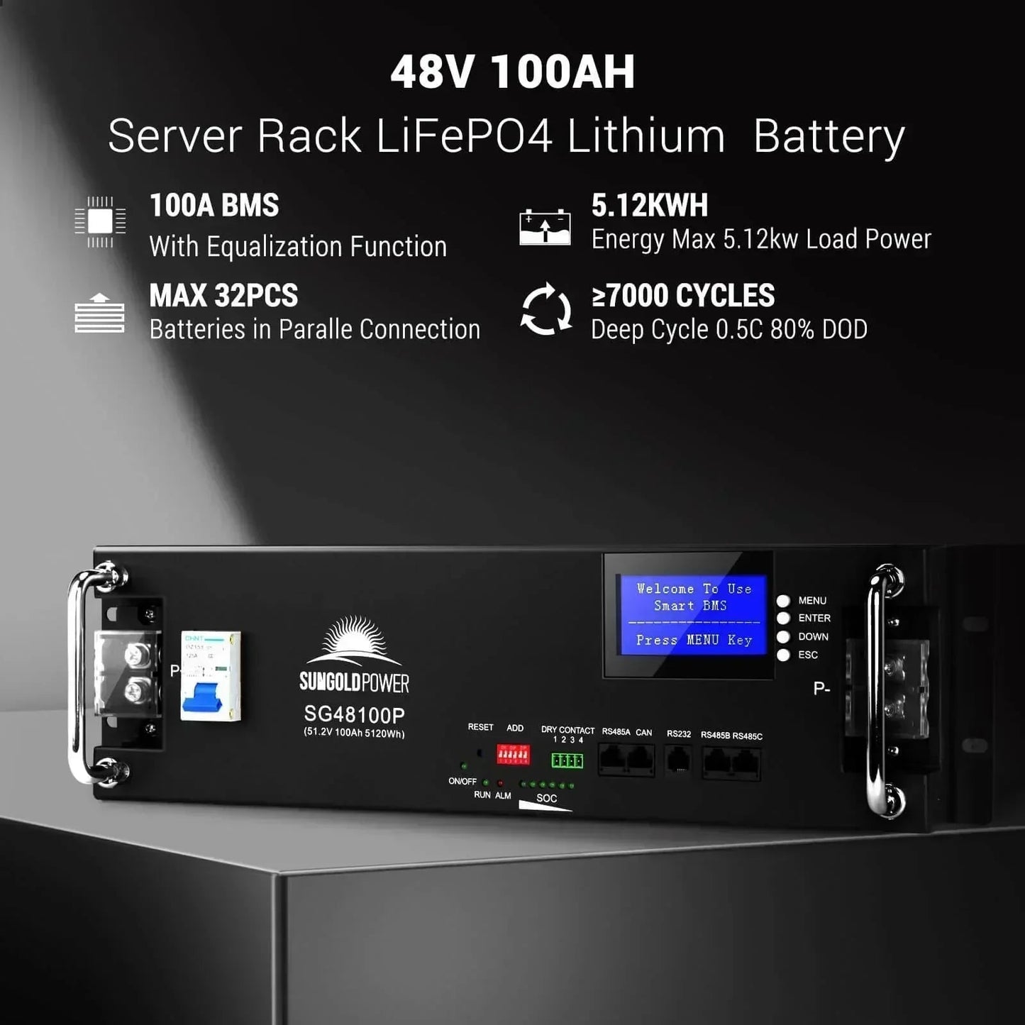 Sungold Power 48V 100AH Server Rack LiFePO4 Lithium Battery SG48100P