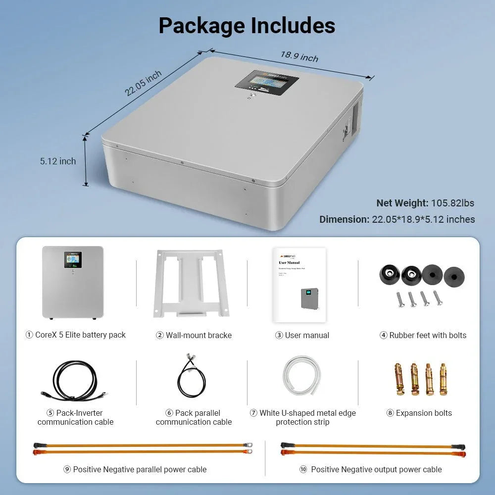 Sungold Power CoreX 5 Elite Wall Mounted 48V 100AH Residential Energy Storage Battery Pack
