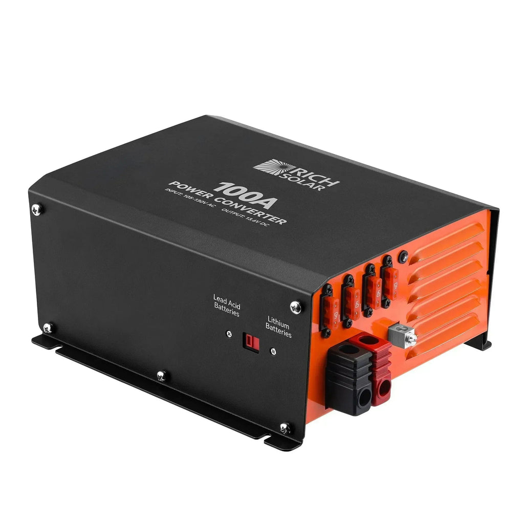 Rich Solar - 100 Amp Power Converter | 100A 120V Battery Charger | Overload, Overheat, Reverse Polarity Protection | Plug and Play