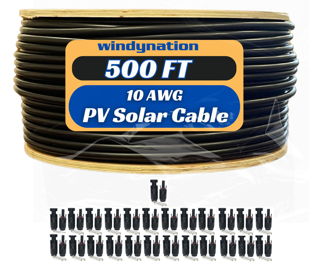 WindyNation 500 Foot Spool 10 Gauge 10 AWG Solar Panel Extension Cable