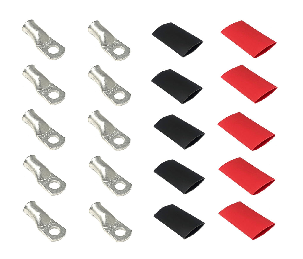 WindyNation 1/0 Gauge Cable Lugs w/ Heat Shrink Tubing Kit