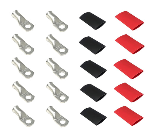 WindyNation 1/0 Gauge Cable Lugs w/ Heat Shrink Tubing Kit