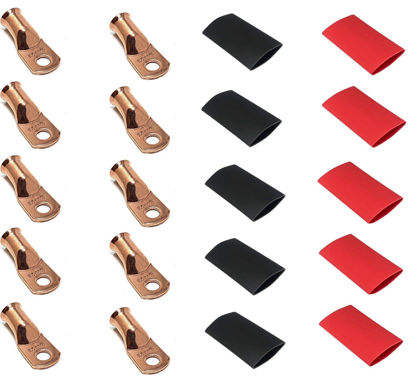 WindyNation 1/0 Gauge Cable Lugs w/ Heat Shrink Tubing Kit