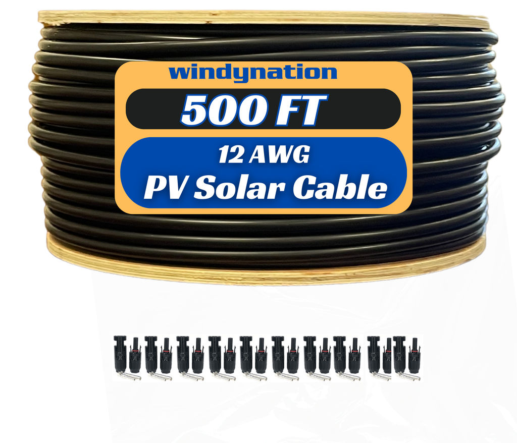 WindyNation 500 Foot Spool 12 Gauge 12 AWG Solar Panel Extension Cable