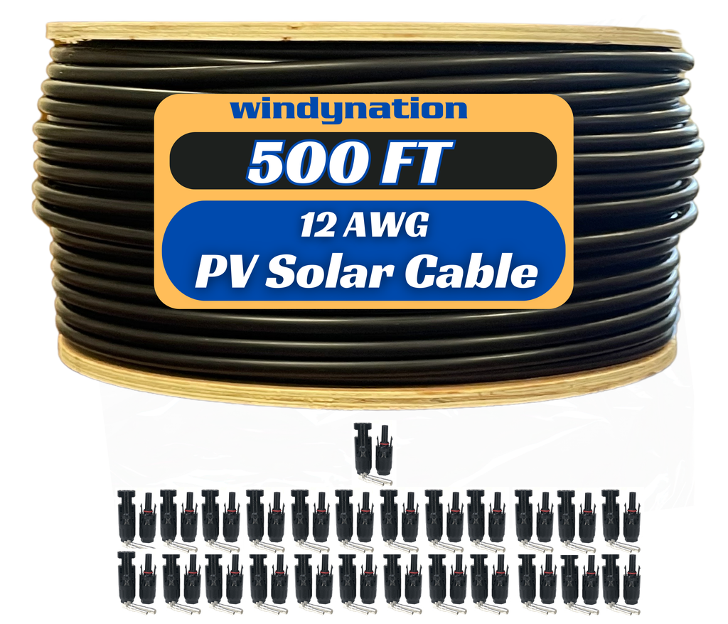 WindyNation 500 Foot Spool 12 Gauge 12 AWG Solar Panel Extension Cable