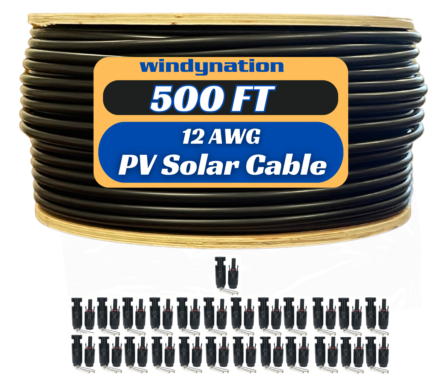 WindyNation 500 Foot Spool 12 Gauge 12 AWG Solar Panel Extension Cable