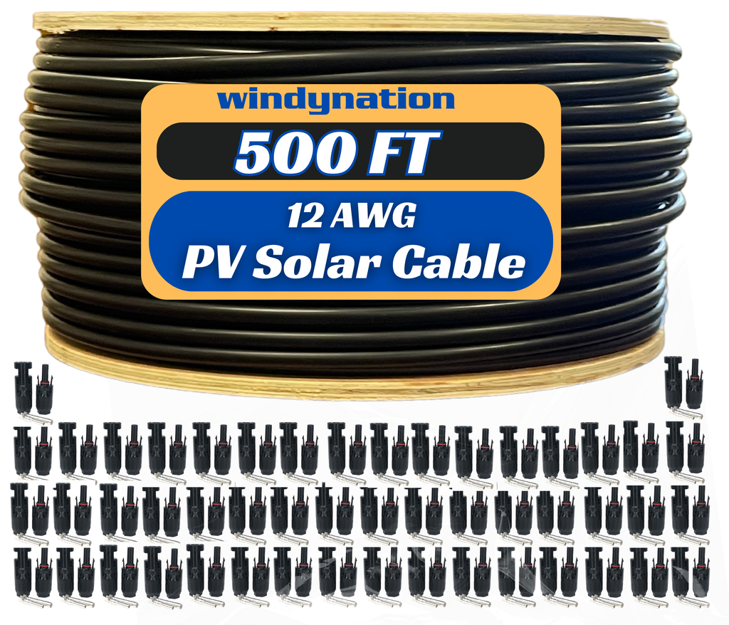WindyNation 500 Foot Spool 12 Gauge 12 AWG Solar Panel Extension Cable