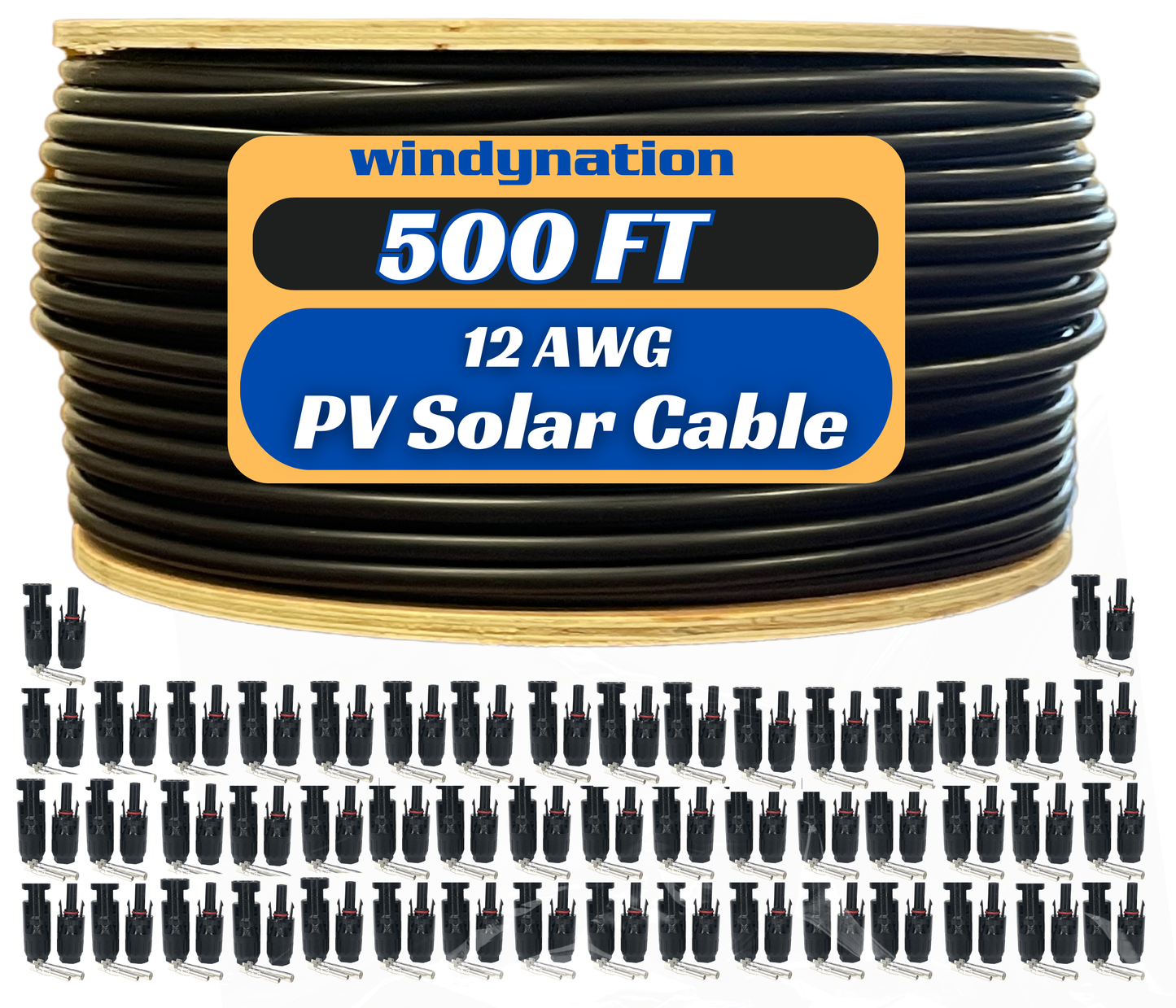 WindyNation 500 Foot Spool 12 Gauge 12 AWG Solar Panel Extension Cable