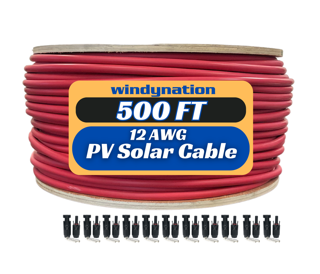 WindyNation 500 Foot Spool 12 Gauge 12 AWG Solar Panel Extension Cable