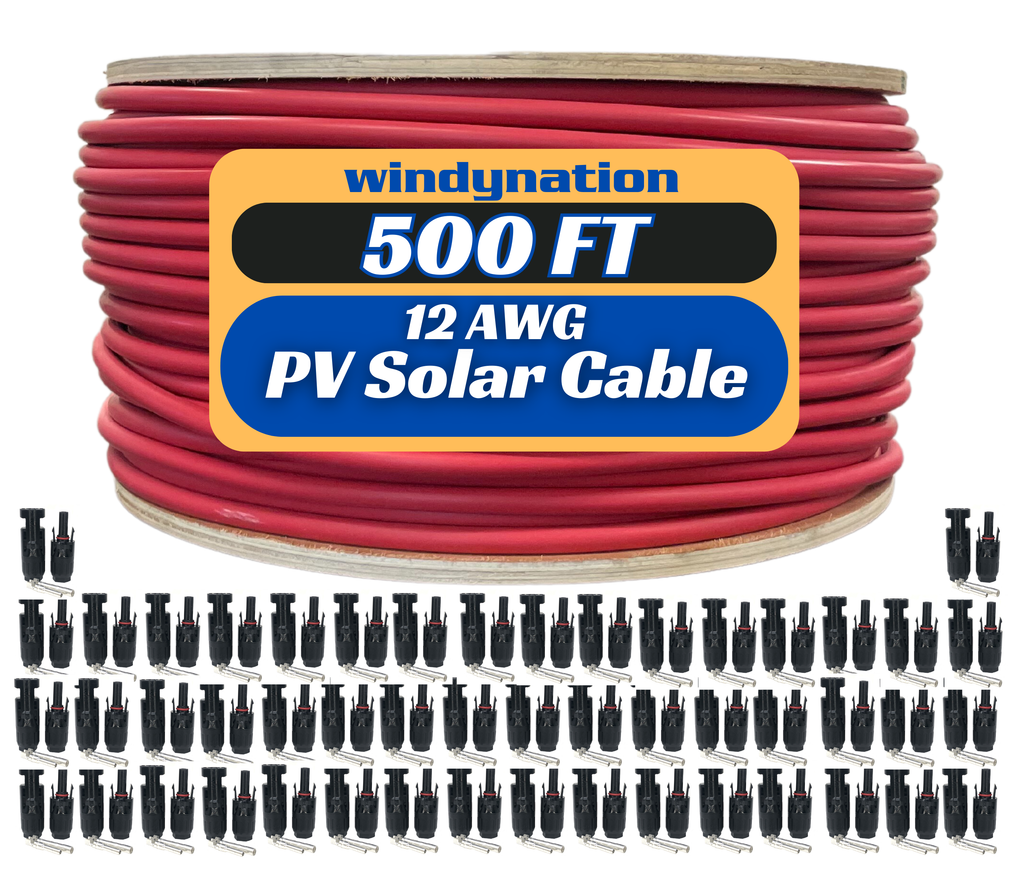 WindyNation 500 Foot Spool 12 Gauge 12 AWG Solar Panel Extension Cable