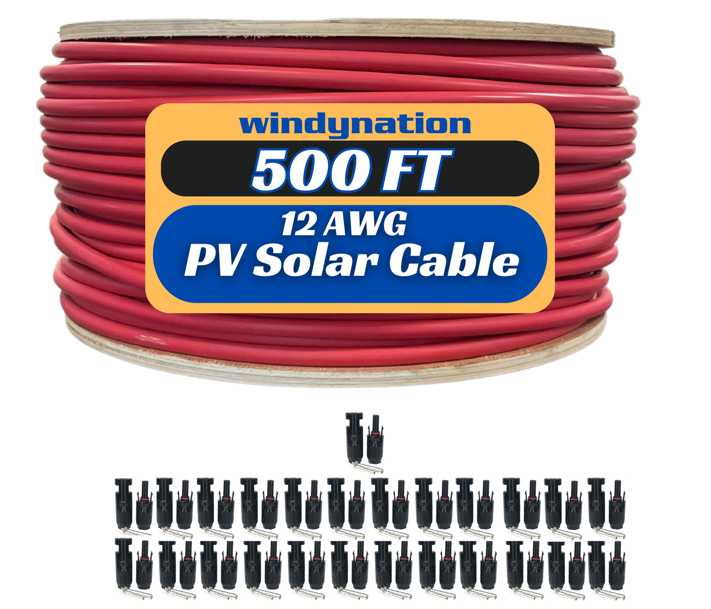 WindyNation 500 Foot Spool 12 Gauge 12 AWG Solar Panel Extension Cable