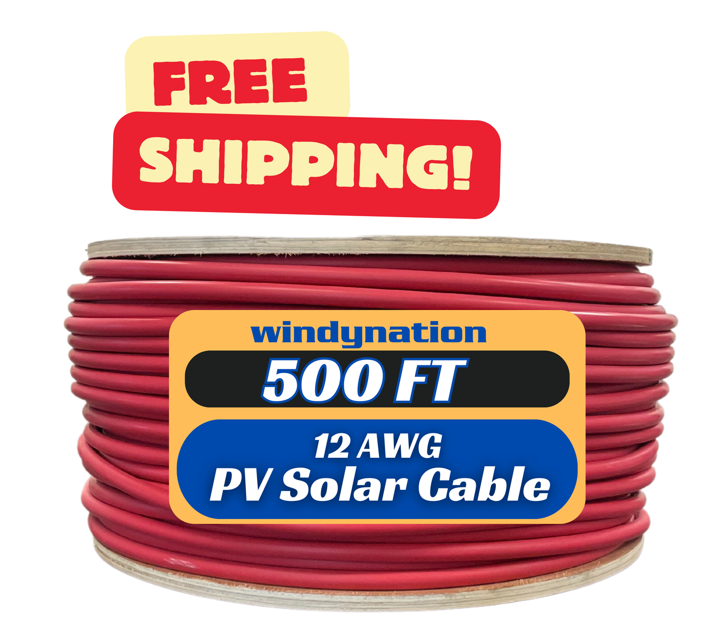 WindyNation 500 Foot Spool 12 Gauge 12 AWG Solar Panel Extension Cable