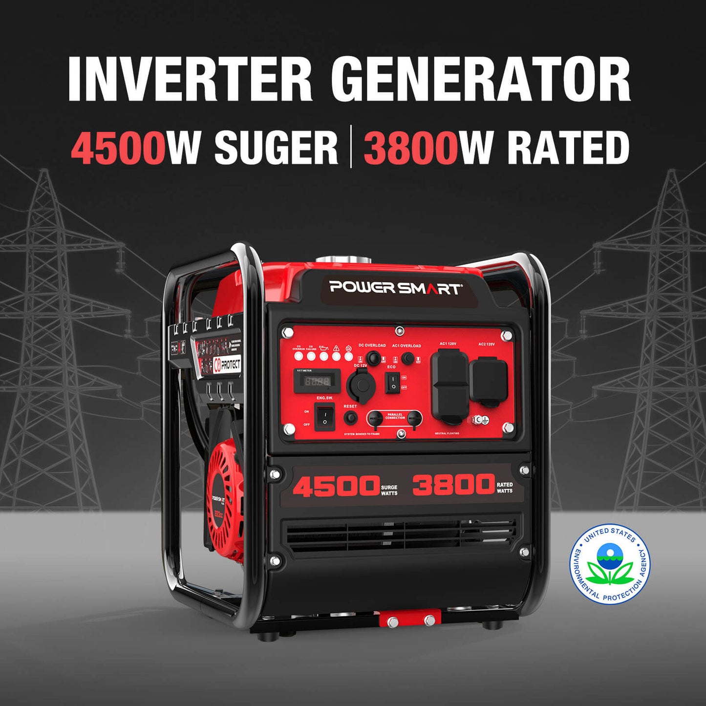 PowerSmart 4500W Open Frame Inverter Generator w/ CO Alert DB5041C