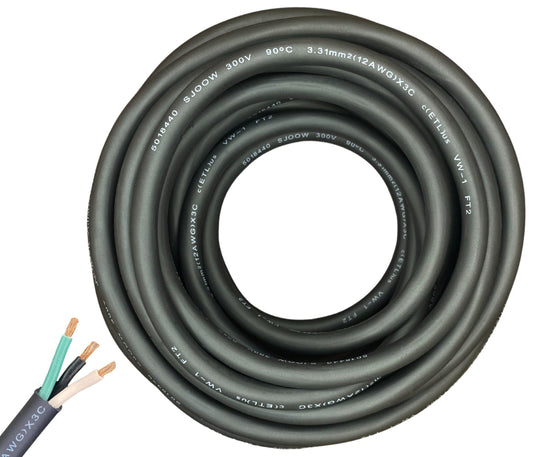 WindyNation 12/3 SJOOW Cable Cord Wire - 12 Gauge 12 AWG 3 Cond. 300V