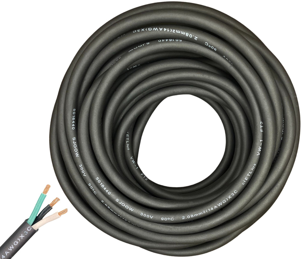 WindyNation 14/3 SJOOW Cable Cord Wire - 14 Gauge 14 AWG 3 Cond. 300V