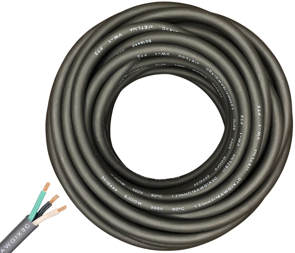 WindyNation 16/3 SJOOW Cable Cord Wire - 16 Gauge 16 AWG 3 Cond. 300V