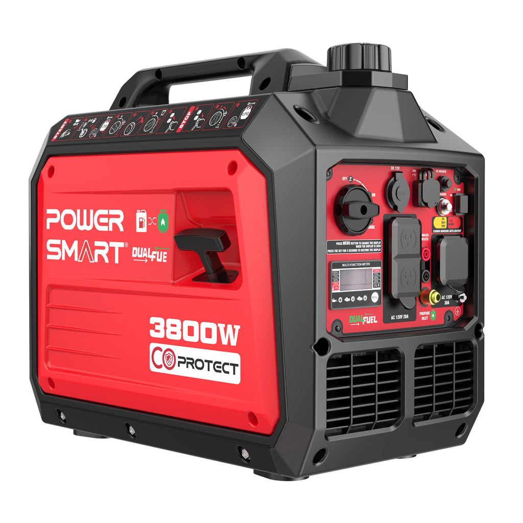 PowerSmart 3800W/3500W Gas/Propane Dual Fuel Inverter Generator w/ CO