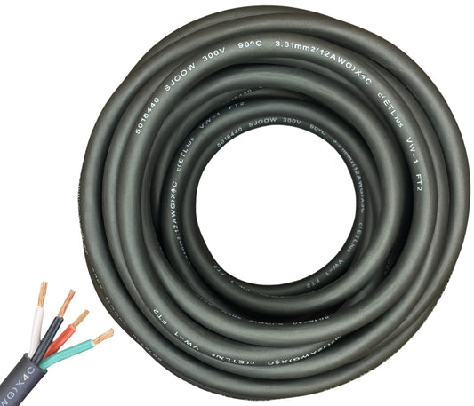 WindyNation 12/4 SJOOW Cable Cord Wire - 12 Gauge 12 AWG 4 Cond. 300V