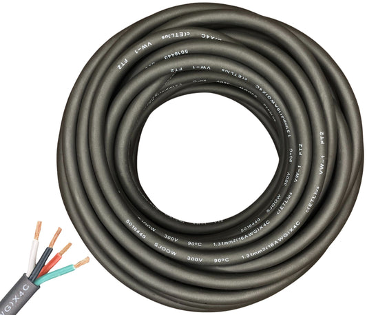 WindyNation 16/4 SJOOW Cable Cord Wire - 16 Gauge 16 AWG 4 Cond. 300V