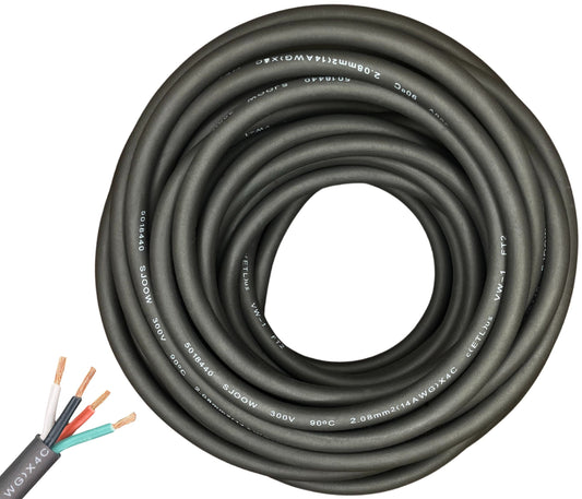 WindyNation 14/4 SJOOW Cable Cord Wire - 14 Gauge 14 AWG 4 Cond. 300V