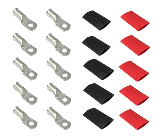 WindyNation 2/0 Gauge Cable Lugs w/ Heat Shrink Tubing