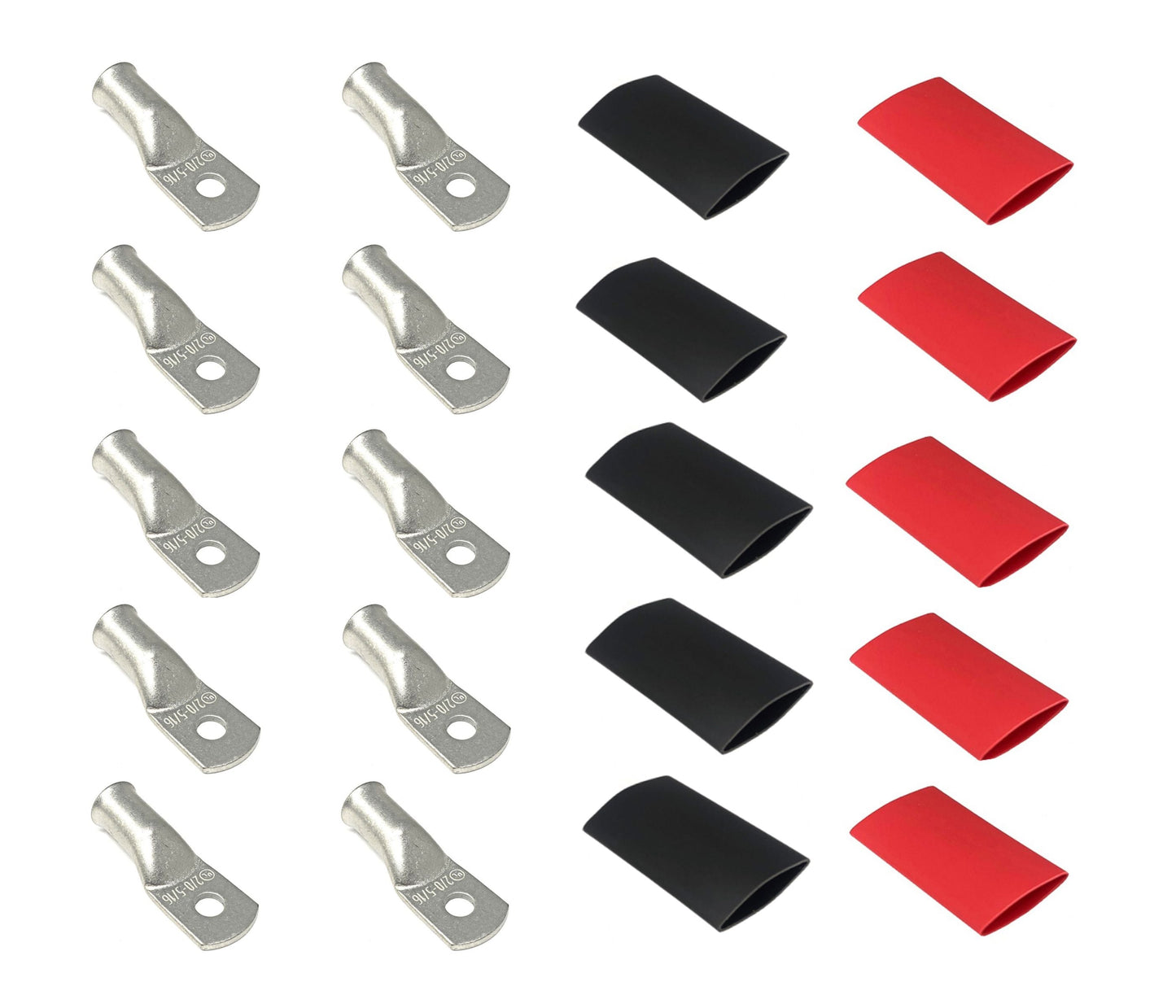 WindyNation 2/0 Gauge Cable Lugs w/ Heat Shrink Tubing