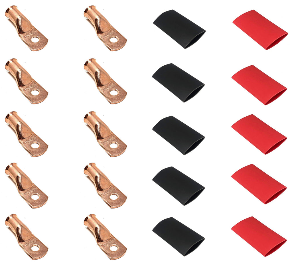 WindyNation 2/0 Gauge Cable Lugs w/ Heat Shrink Tubing