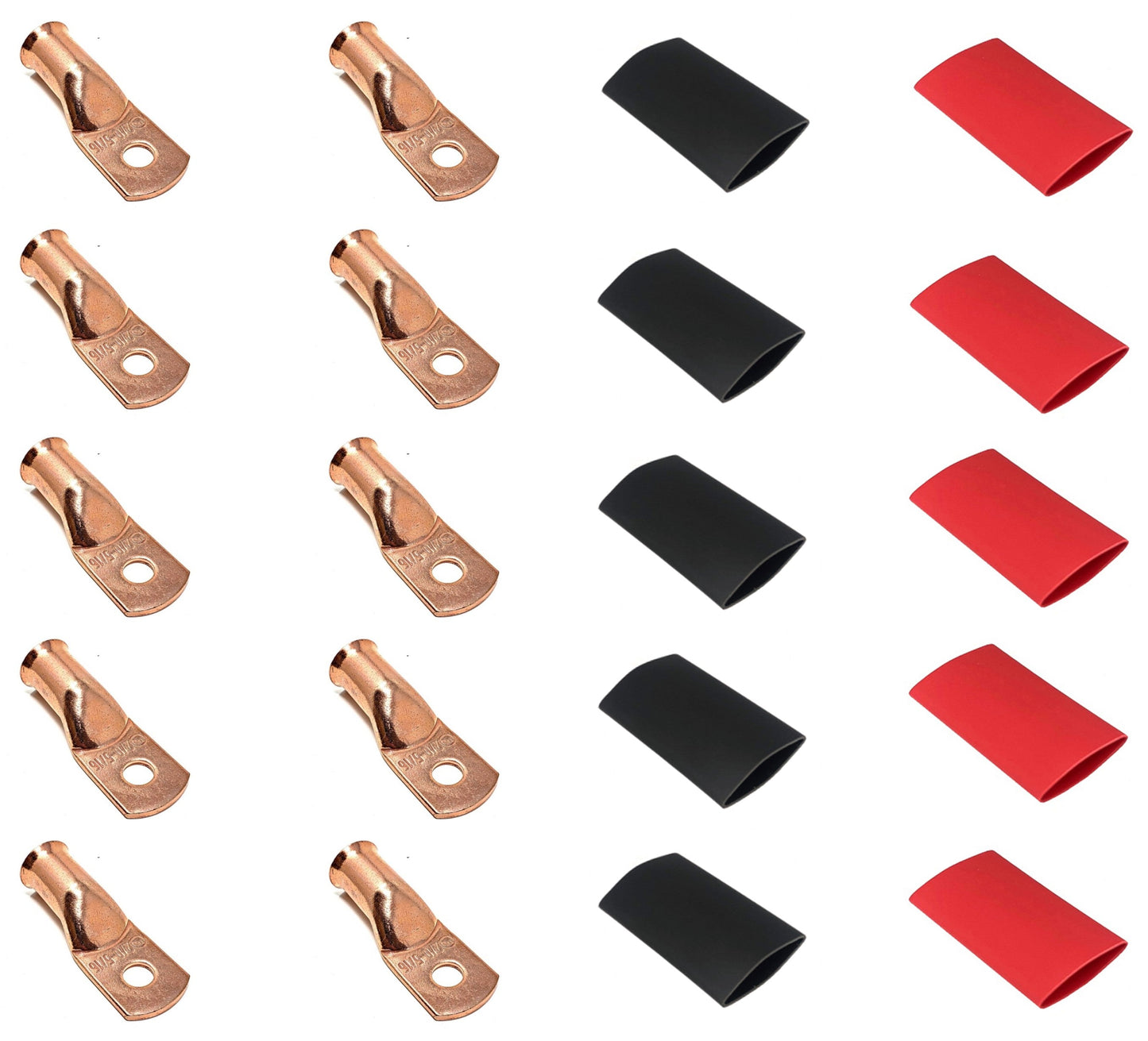WindyNation 2/0 Gauge Cable Lugs w/ Heat Shrink Tubing