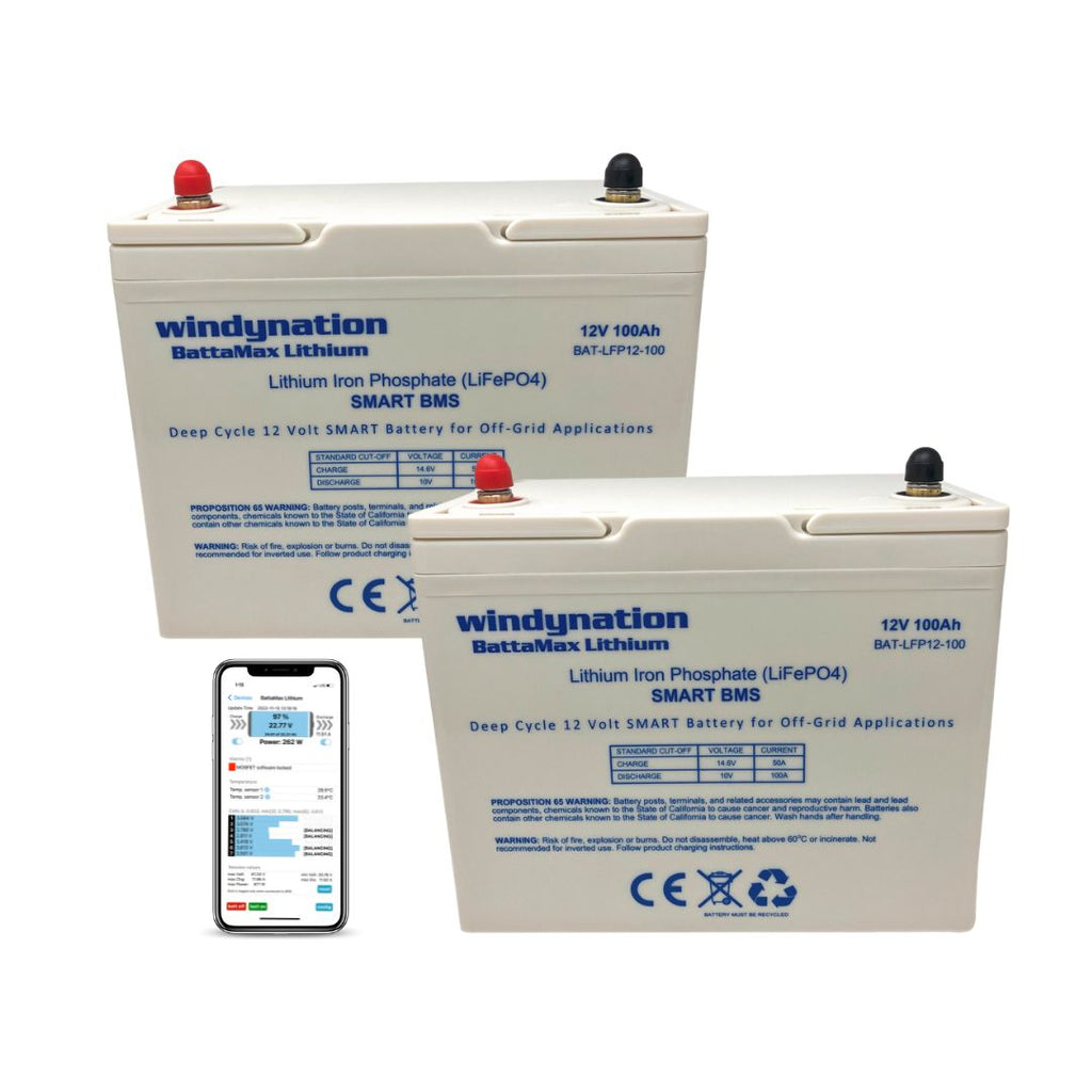WindyNation LiFePO4 100ah 12 Volt BattaMax 4000 Cycle Battery
