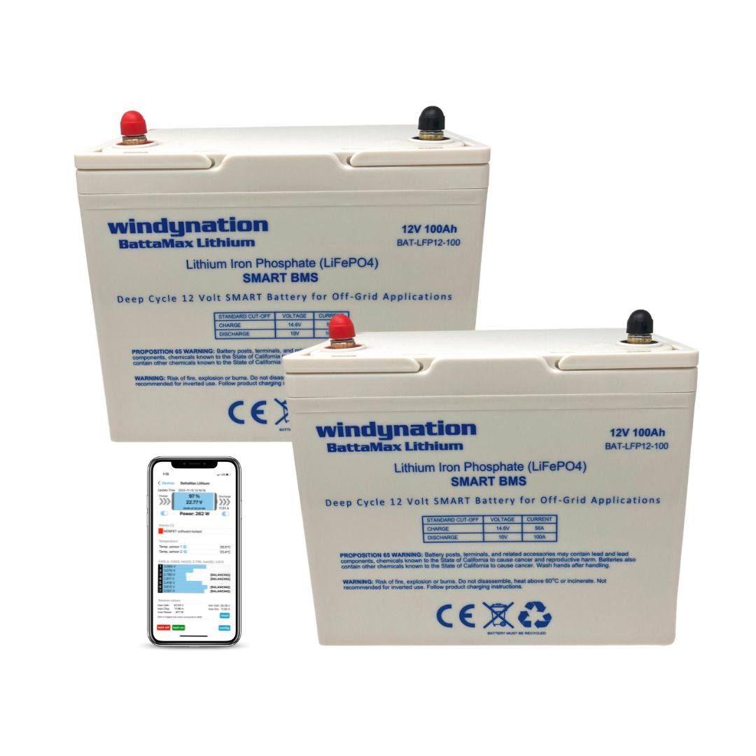 WindyNation LiFePO4 100ah 12 Volt BattaMax 4000 Cycle Battery