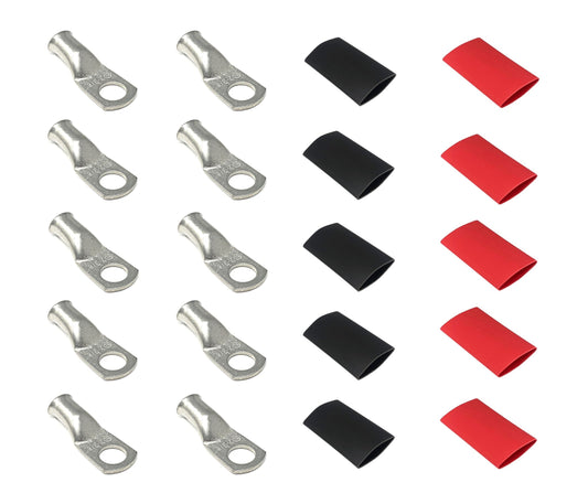 WindyNation 2 Gauge Cable Lugs w/ Heat Shrink Tubing Kit