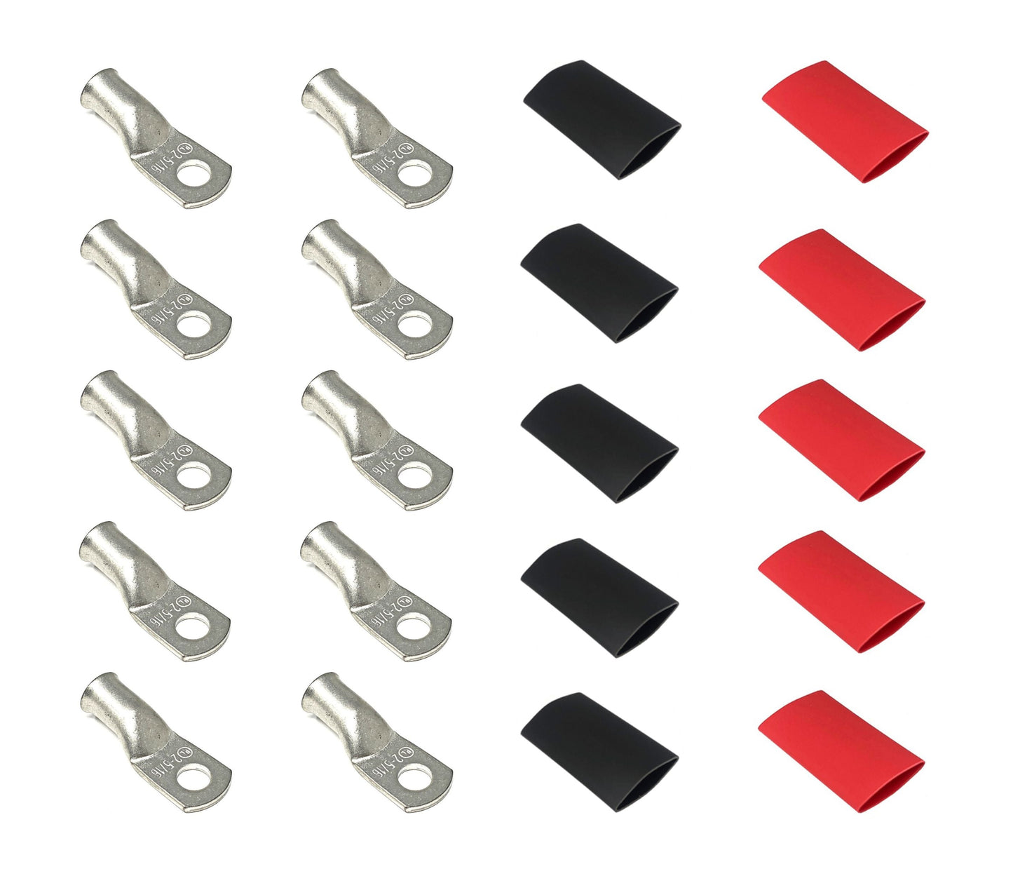 WindyNation 2 Gauge Cable Lugs w/ Heat Shrink Tubing Kit