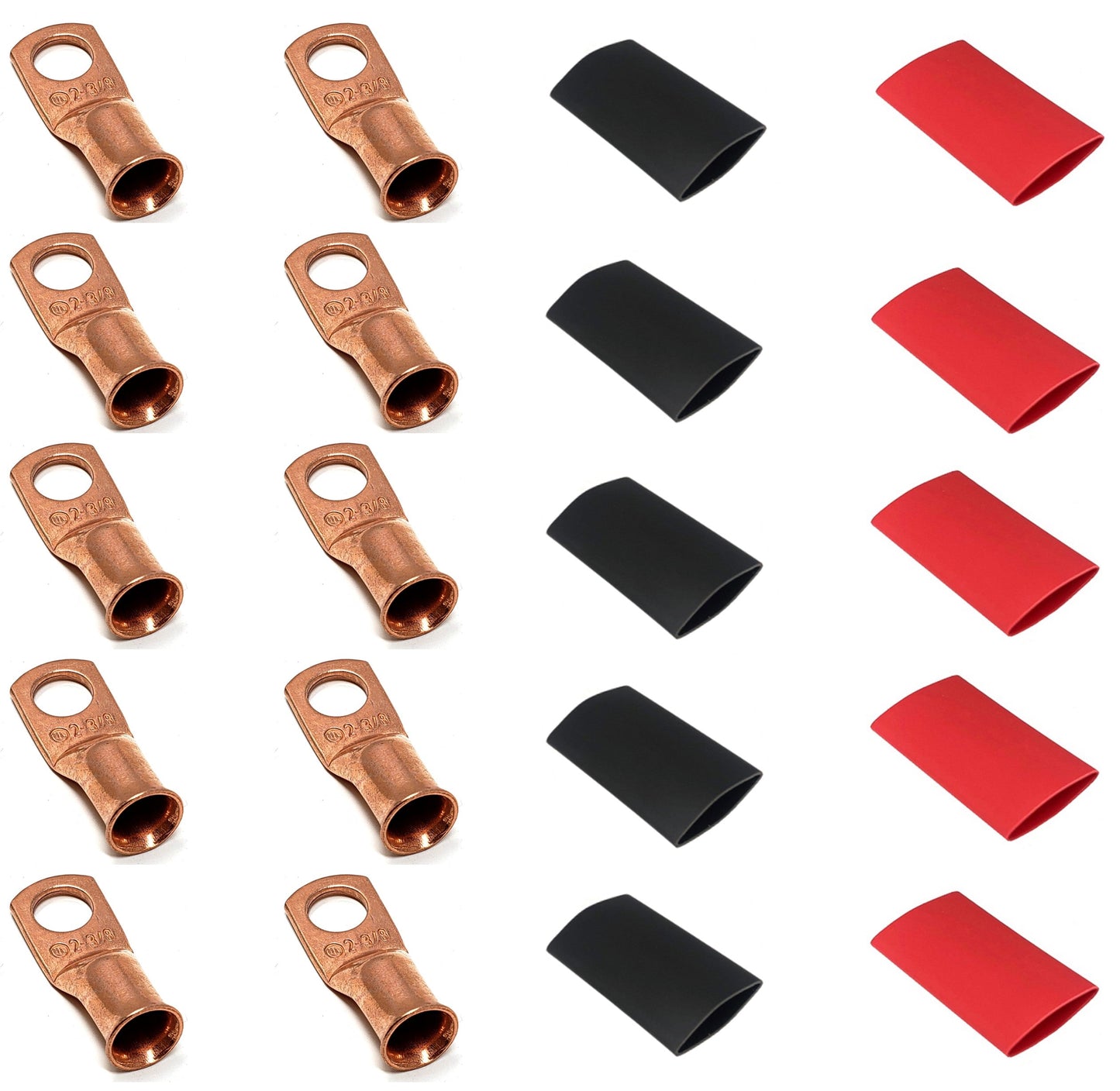 WindyNation 2 Gauge Cable Lugs w/ Heat Shrink Tubing Kit