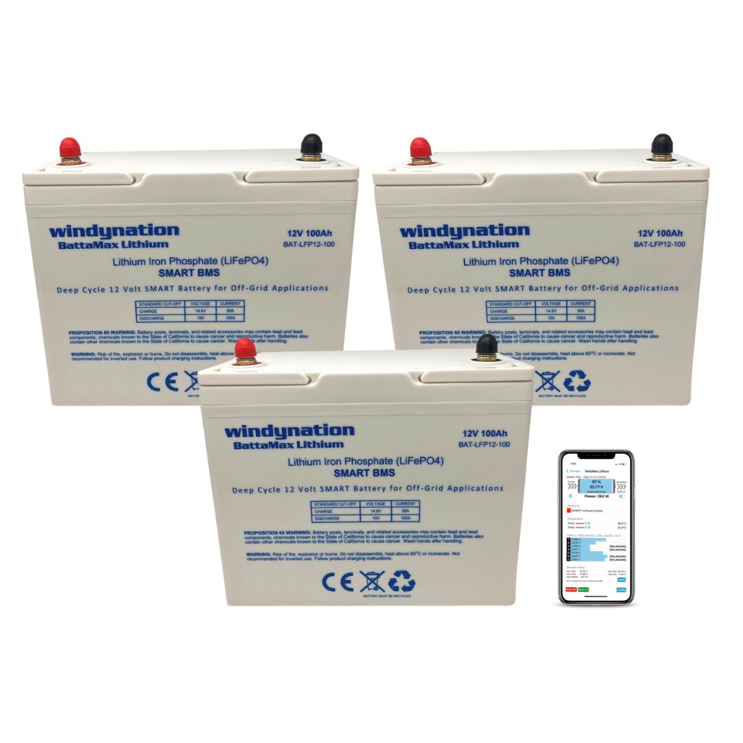 WindyNation LiFePO4 100ah 12 Volt BattaMax 4000 Cycle Battery