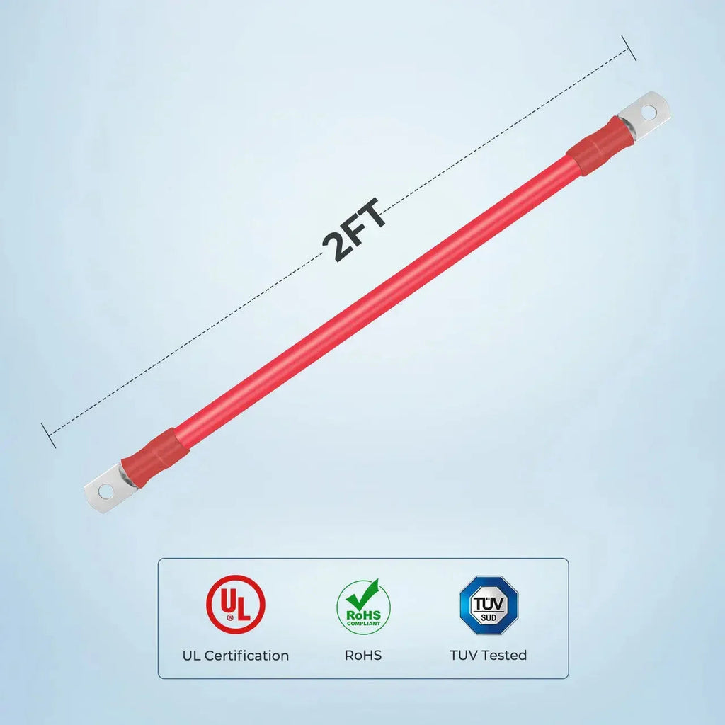 2ft ANL Fuse Cable with Double Ring Terminals for 3/8 in Lugs