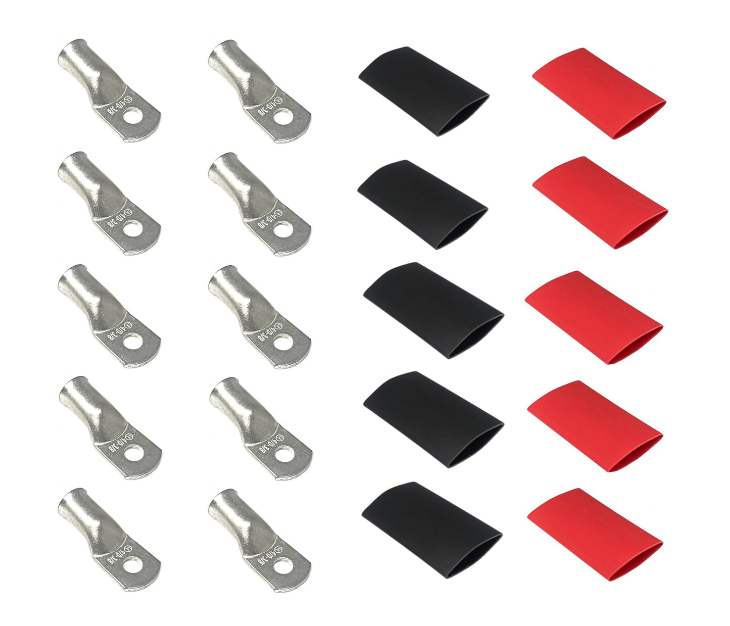 WindyNation 4/0 Gauge Cable Lugs w/ Heat Shrink Tubing Kit