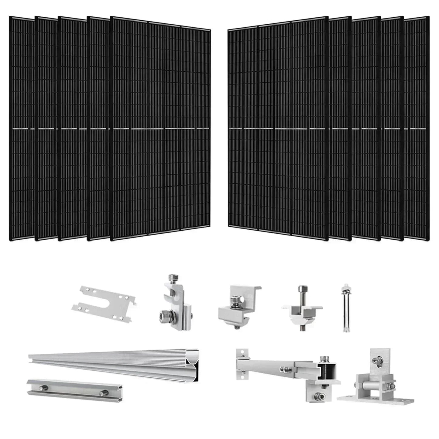 Nature's Generator 410 Watt Monocrystalline Solar Panel (10 Pack) With Solar Panel Mount Rack