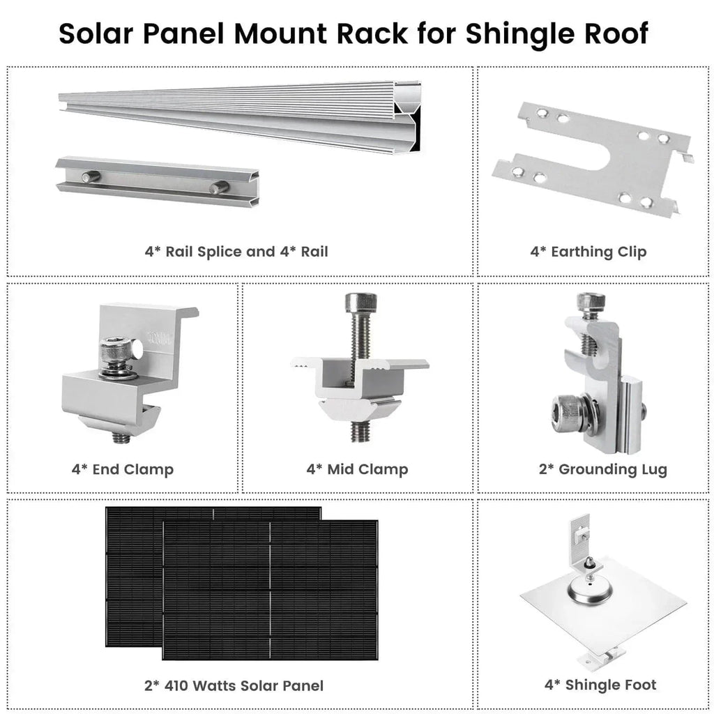 Nature's Generator 410 Watt Monocrystalline Solar Panel (2 Pack) With Solar Panel Mount Rack
