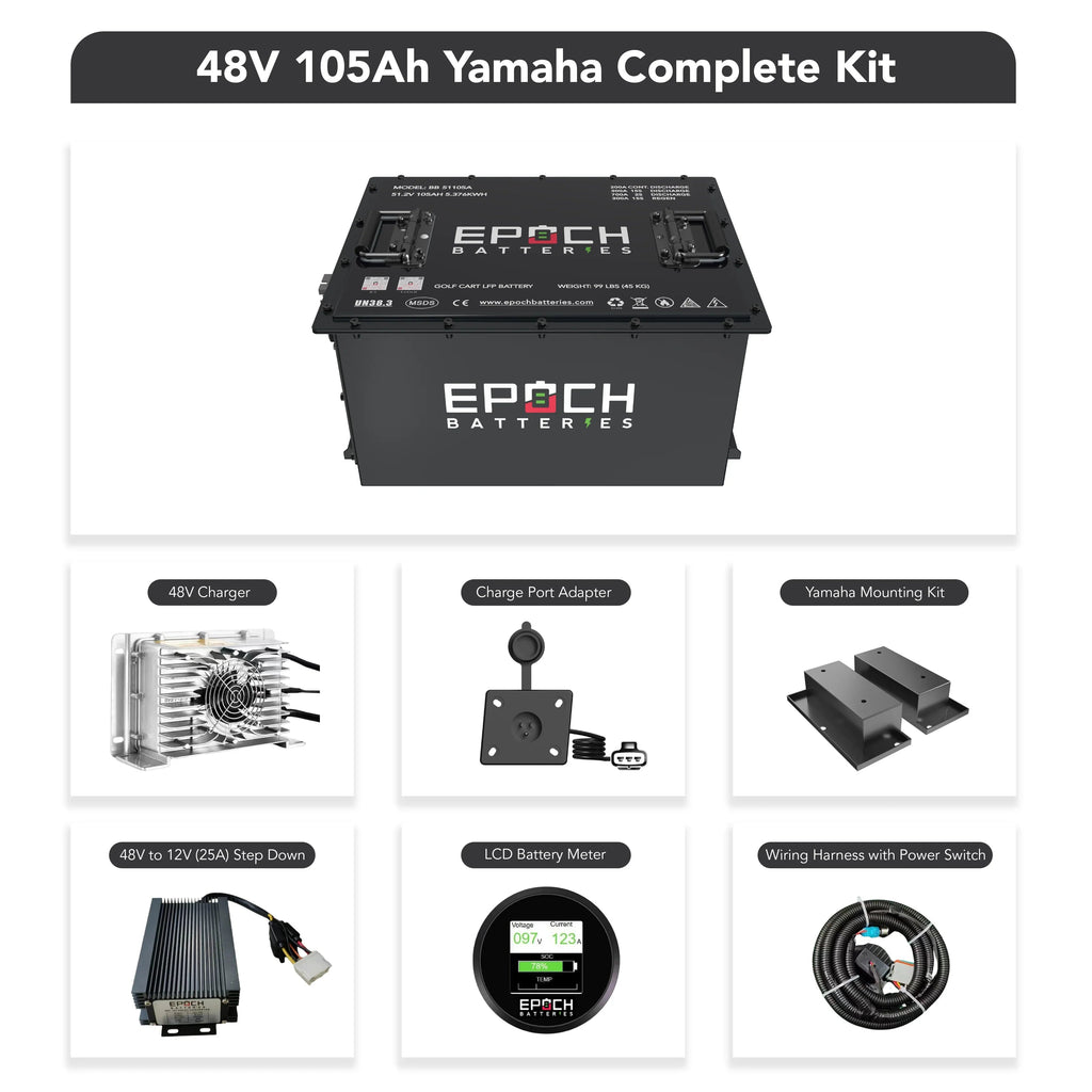 Epoch Batteries 48V 105Ah - LiMax Series - Lithium (LiFePO4) Golf Cart Battery - Complete Kit