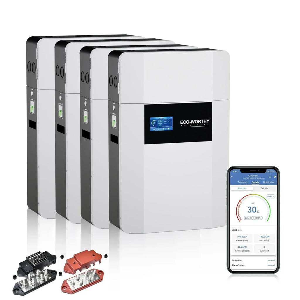 Eco-Worthy 48V 100AH Wall-Mount Lithium Battery LiFePO4 | -4℉ Charge Available | Bluetooth & WiFi | 10 Years Warranty