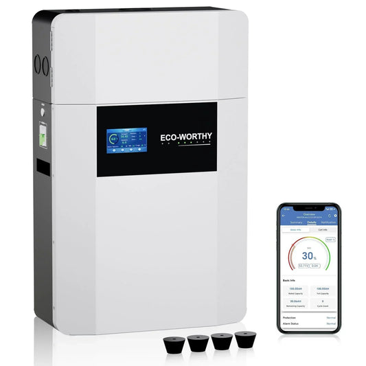 Eco-Worthy 48V 100AH Wall-Mount Lithium Battery LiFePO4 | -4℉ Charge Available | Bluetooth & WiFi | 10 Years Warranty