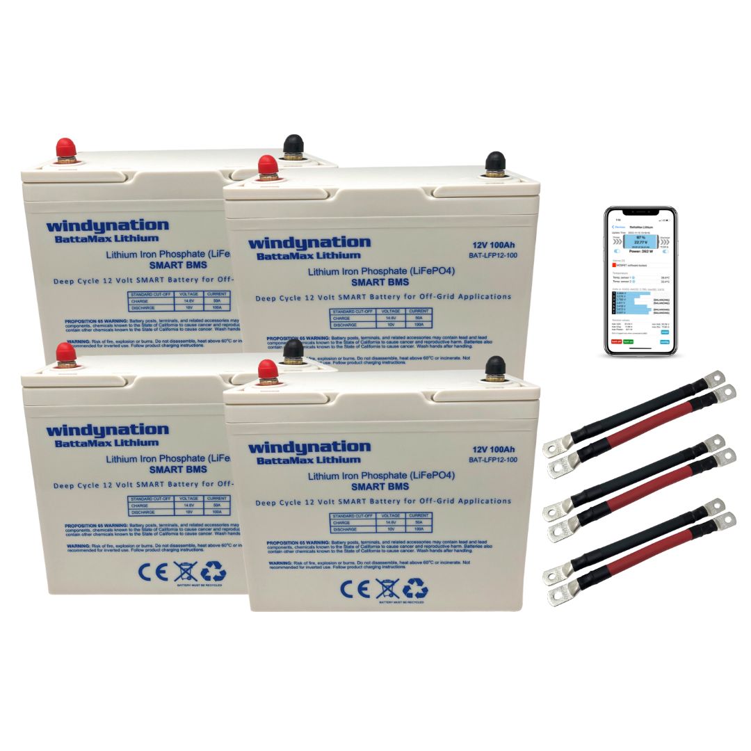 WindyNation LiFePO4 100ah 12 Volt BattaMax 4000 Cycles Battery