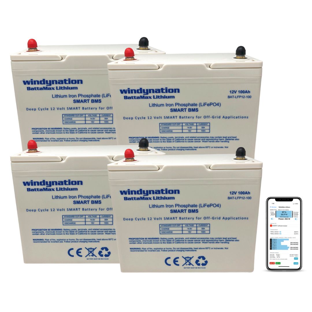 WindyNation LiFePO4 100ah 12 Volt BattaMax 4000 Cycle Battery