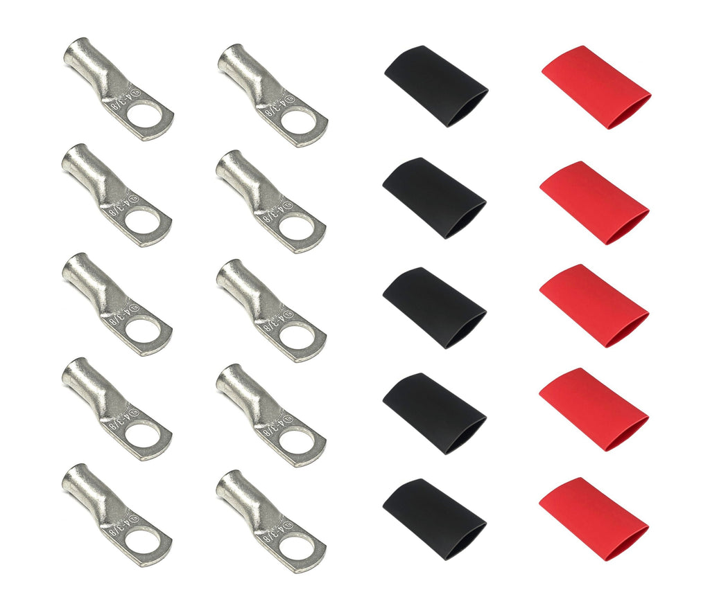 WindyNation 4 Gauge Cable Lugs w/ Heat Shrink Tubing Kit