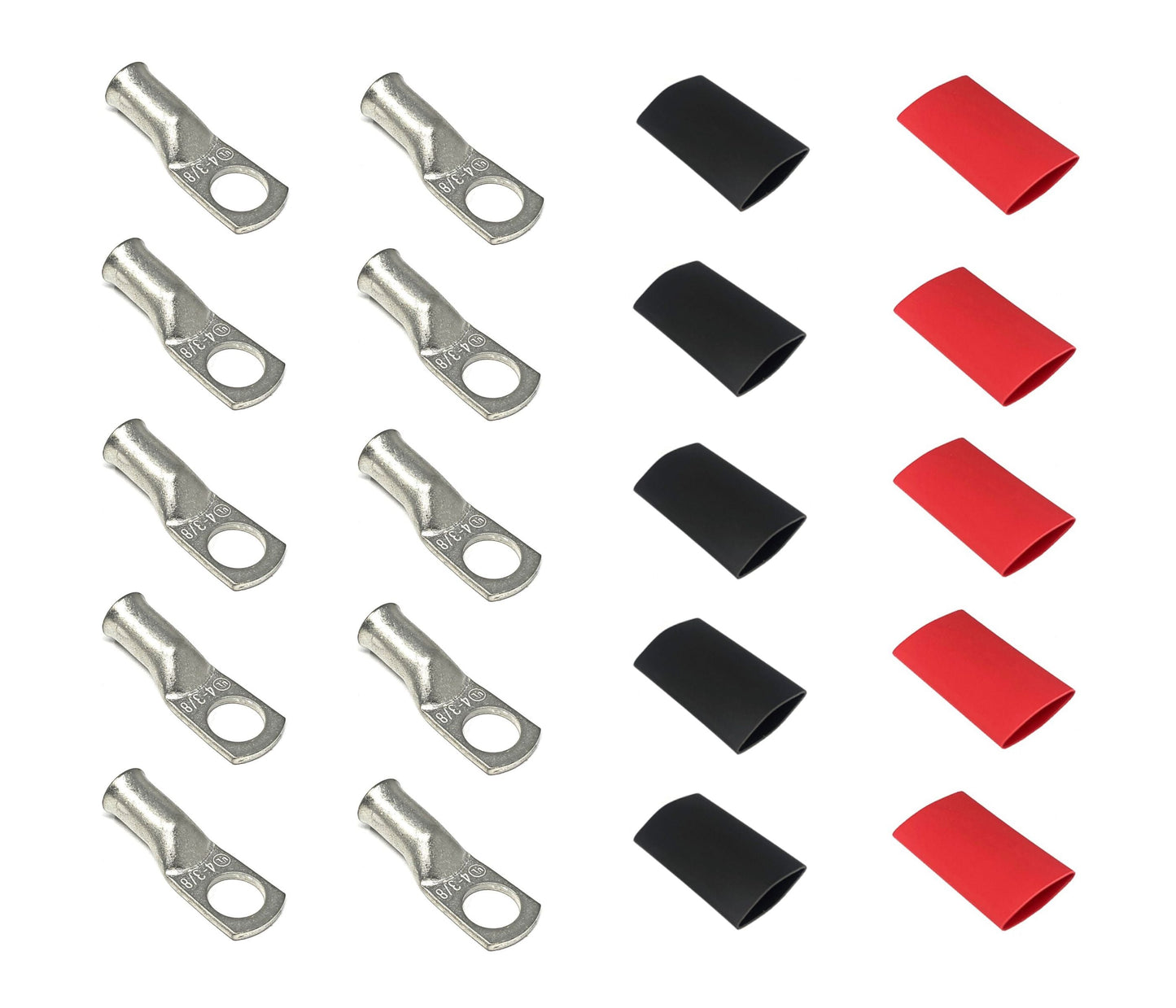 WindyNation 4 Gauge Cable Lugs w/ Heat Shrink Tubing Kit