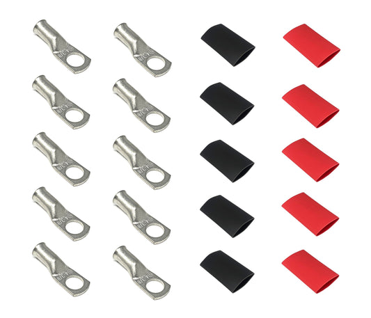 WindyNation 4 Gauge Cable Lugs w/ Heat Shrink Tubing Kit