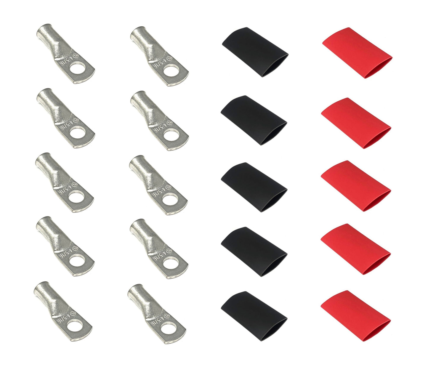 WindyNation 4 Gauge Cable Lugs w/ Heat Shrink Tubing Kit
