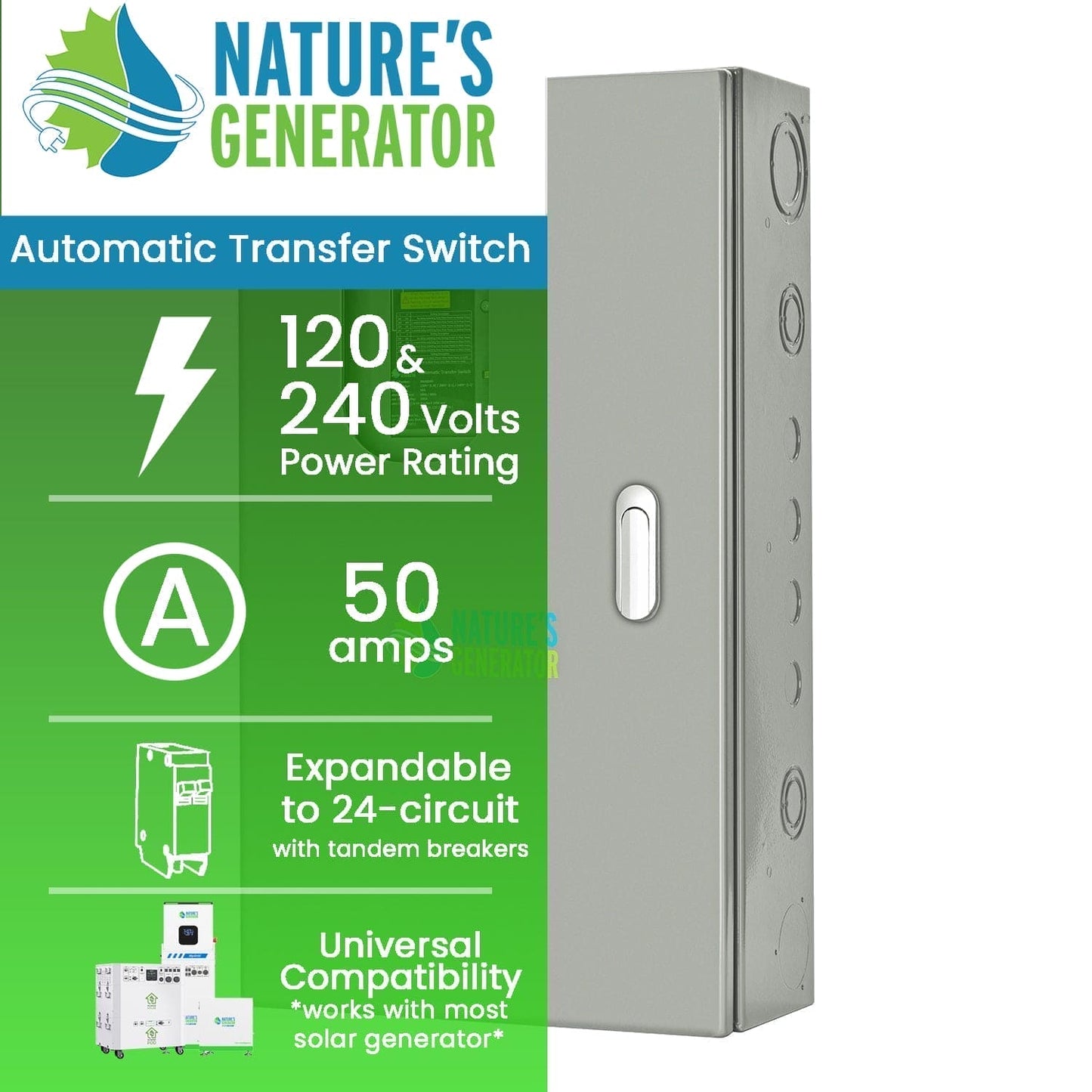 Nature's Generator 50A Automatic Generator Transfer Switch
