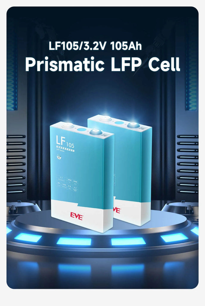 EVE 3.2V 105Ah EVE LiFePO4 LFP battery cells - 336Wh, 10+ year life