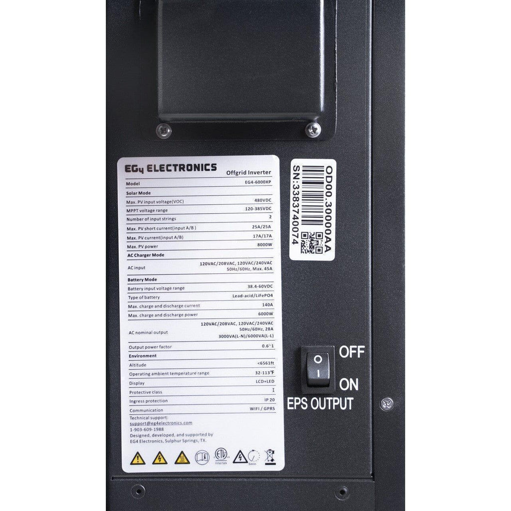 EG4 6K XP Off-Grid Inverter 6,000W Output | 48V 120/240V Split Phase | All-In-One Solar Inverter